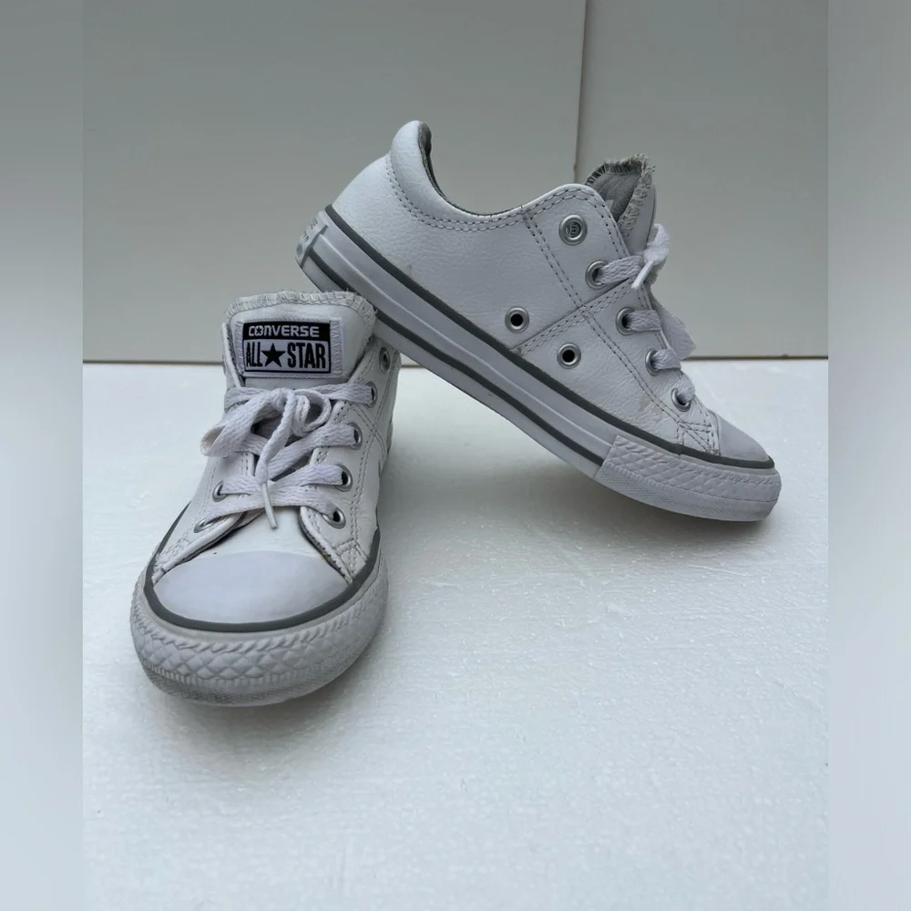 Converse Kids All Star White Leather Shoes 13